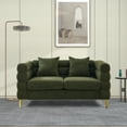 thumbnail image 3 of 60"L Couches and Sofas, Atumon 2-Seat Loveseat Sofa, Mid-Century Upholstered Sofa Furniture with 4 Metal Legs and 2 Pillows, Modern Sofa for Living Room Bedroom Apartment, 60"L x 32"W x 28"H, Green, 3 of 10