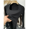 thumbnail image 3 of T Shirt Women Elasticity T-Shirt Summer Tee Woman Clothes Spring Top Sexy Slim Tshirt Female Skinny Cotton Long Sleeve Crop Tops, 3 of 5