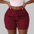thumbnail image 2 of Afdoent Shorts For Women Solid Color Lightweight Shorts For Everyday Casual With Elastic Waist Summer Beach Vacation Clothes, 2 of 5