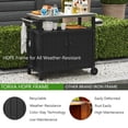 thumbnail image 3 of Portable Outdoor Grill Cart with Storage, Waterproof HDPE BBQ Prep Table for Patio & Backyard, 304 Stainless Steel Top, All-Weather Use, Camping Cart with Wheels, 42.12" L x 20.71" W, Black, 3 of 9