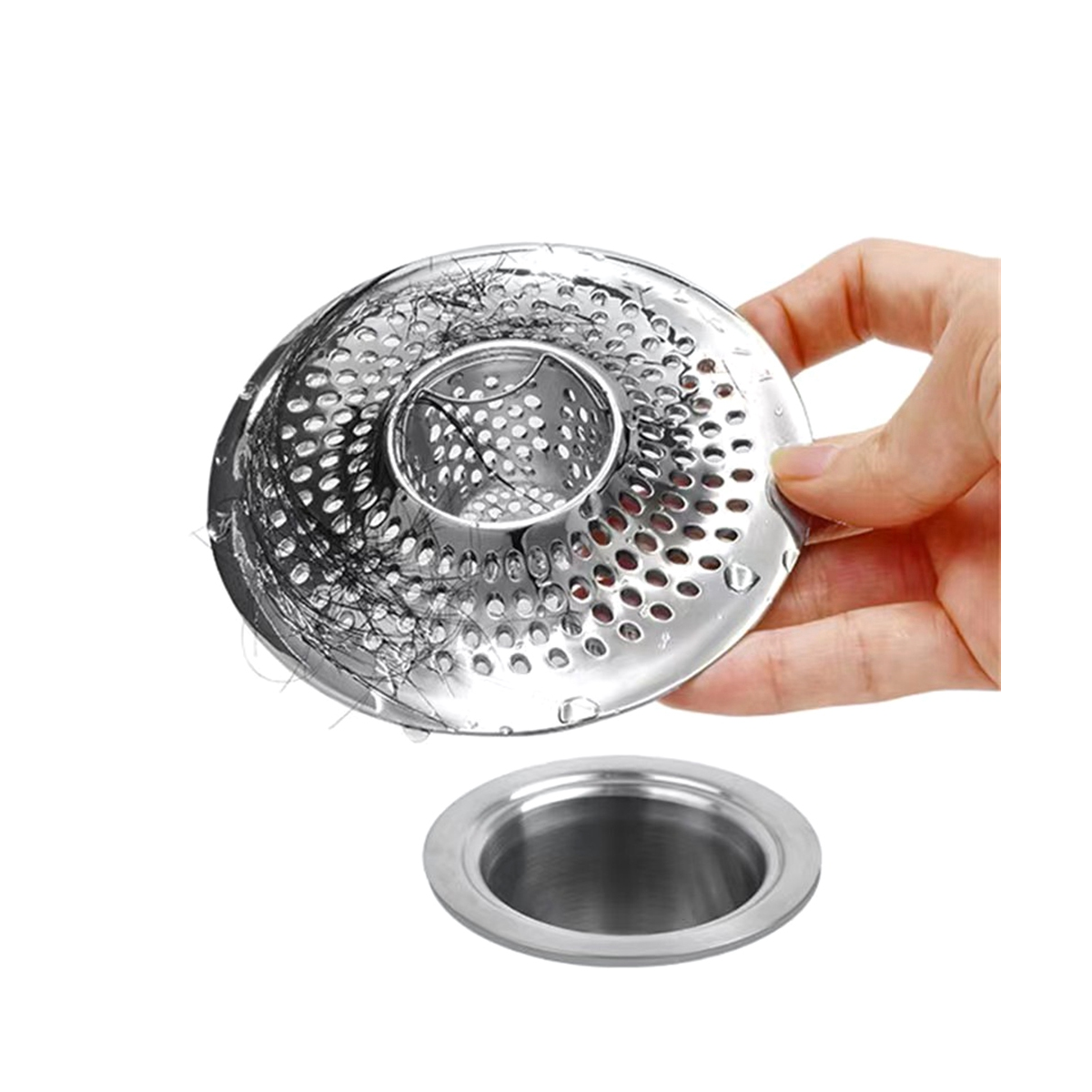 3-Pack Stainless Steel Sink Strainer Set – Tub Drain Protector, Hair Catcher, Silver Stopper