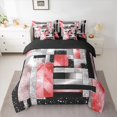 thumbnail image 2 of Manfei Geometric Rectangle Boy Girl Bedding Comforter Set 7 Pieces,Bling Glitter Full Bedding Set Lightweight,Vintage Aesthetic Fitted Sheet Flat Sheet,Lightweight Room Decor,Reversible, 2 of 8