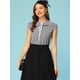 thumbnail image 5 of Top a cuadros para mujer con cuello de corbata y cuello Peter Pan Negro S, 5 of 5