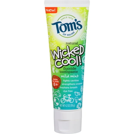 Tom's of Maine Wicked Cool! Mild Mint Fluoride Toothpaste, 4.2 oz ...