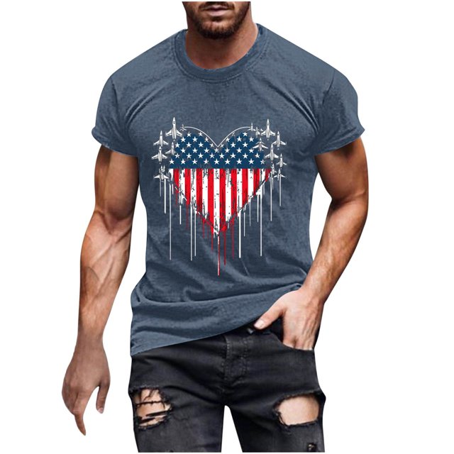 GiliGiliso T-shirt à Manches Courtes Col Rond pour Hommes, Imprimé Décontracté