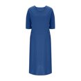 thumbnail image 4 of Ndbuld Robe d'Été Bohème pour Filles Robe de Soleil Mode Décontractée pour Femmes Col en V Couleur Unie Manches 3/4 avec Poches Robe Longue Liquidation à Moins de 5$, 4 of 6