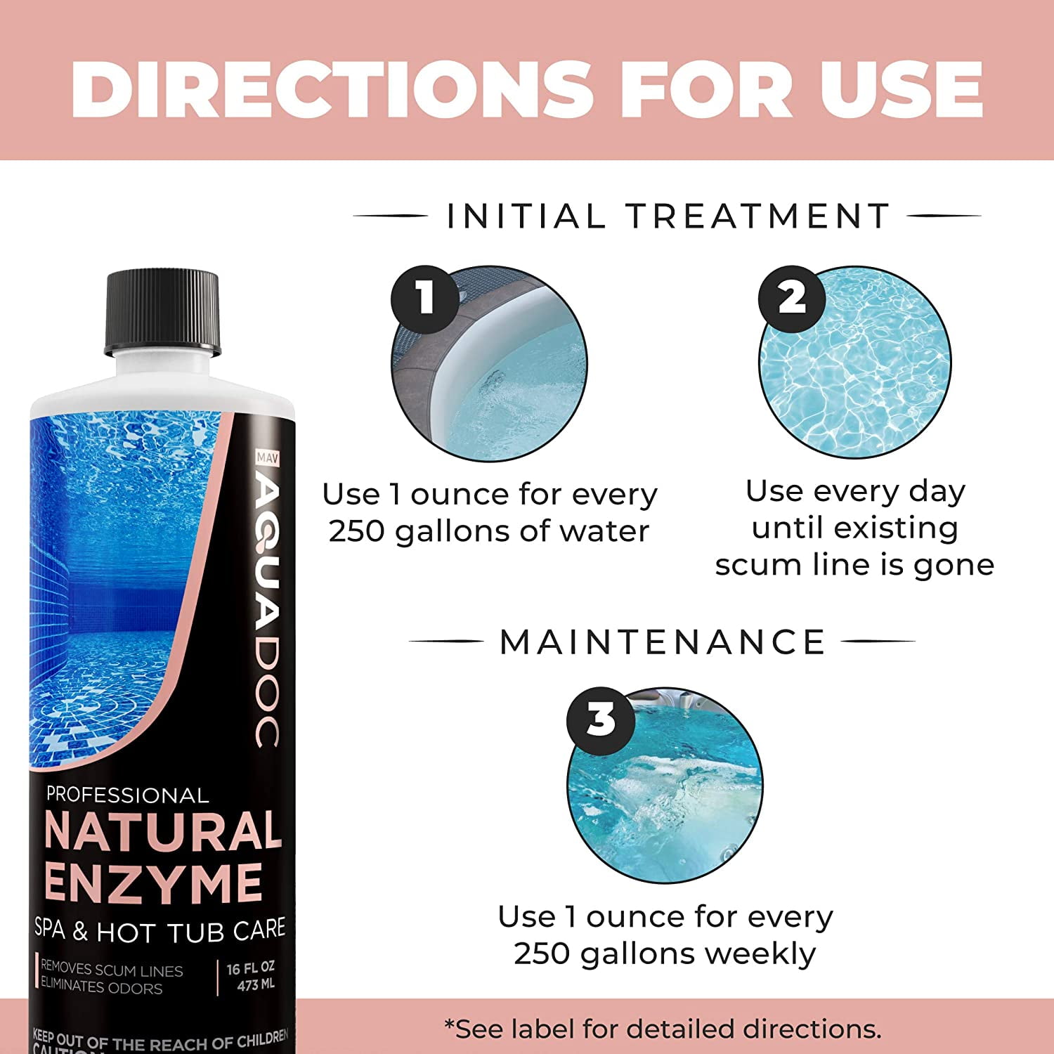 Spa Enzyme for Hot Tubs, Spa Enzyme Water Treatment to Clarify Hot Tub Water. Natural Enzyme Hot Tub Cleaner, Spa Enzyme Cleaner & Natural Hot Tub Chemicals to Make your Spa Perfect - 16oz MAV AquaDoc