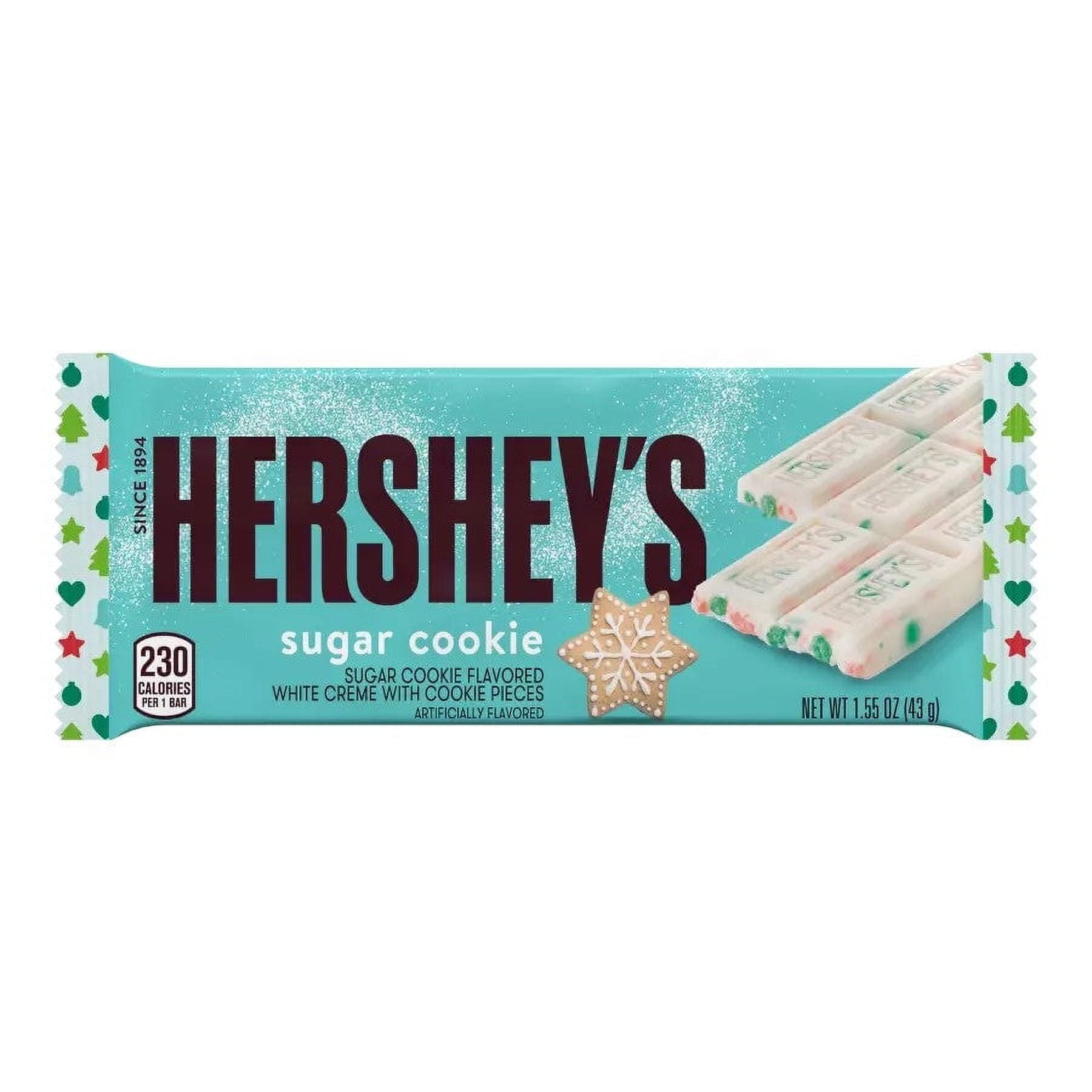 HERSHEY'S Sugar Cookie Flavored White Creme with Cookie Pieces Candy, Bulk Holiday, 1.55 oz Bars 24 Count (1 PACK)