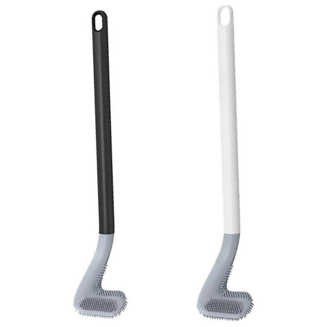 Xihbxyly Escobilla de Inodoro de Pared, Diseño de Plástico Suave, Sin Puntos Ciegos para Facilitar La Limpieza de Esquinas, Pegatinas Resistentes Que No Dejan Marcas, Higiénica, Juego de 2 Escobillas