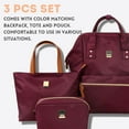 thumbnail image 7 of J World Womens' Posy 3 Piece 17" Backpack Set With Travel Tote And Pouch, Wine, 7 of 7