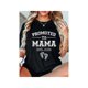 thumbnail image 1 of Promoted to Mama eST 2025" Graphic Maternity T-Shirt - Soft Short Sleeve Top for expectant Moms, Casual Round Neck Tee with Footprint Design, Black, Maternity Clothes, 1 of 7