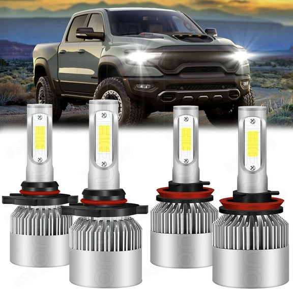 For Dodge Ram 1500 2500 3500 2009-2019 H11 9005 LED Headlight Bulb High-Low Beam