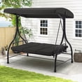 thumbnail image 1 of YODOLLA 3 Person Canopy Steel Porch Swing, Converting Swing Glider Hammock-Black, 1 of 10