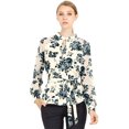 thumbnail image 1 of INSPIRE CHIC Blusa Floral De Gasa Cuello Ojo De Cerradura Manga Larga Camisa De Trabajo Para Mujer Beige XS, 1 of 7