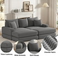 thumbnail image 5 of TUANLUO 87" Chaise Lounge Indoor, Oversized 3-Seater Corduroy Lounge Chair with Ottoman, Deep Seat Recliner Chair with Pillows, Soild Wood Sectional Sofa and Couch for Living Room, Grey, 5 of 9