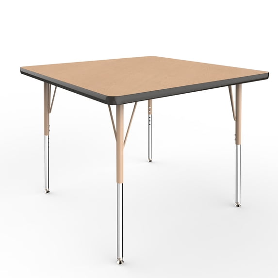 ECR4Kids 36in x 36in Square Everyday T-Mold Adjustable Activity Table Maple/Black/Sand - Standard Swivel