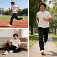 thumbnail image 7 of LONKITO Mens Sweatpants with Pockets Outdoor Running Jogger Pants Elastic Waist Drawstring Workout Casual Sweatpants Open Bottom, Black M, 7 of 7