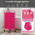 thumbnail image 4 of RELAX4LIFE 10 Drawer Rolling Cart - Slim Storage Cart w/Lockable Wheels for Classroom School Teacher Office, Art Supplies Paper Scrapbook Craft Organizers, Utility Cart with Drawers (Pink), 4 of 9