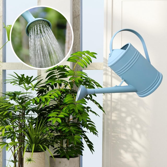 Regadera de 0.47 galones con cabeza de aspersor Regadera de plantas Regadera de largo pequeño Regadera de flores de jardín Regadera para plantas Azul shamjiam regadera grande