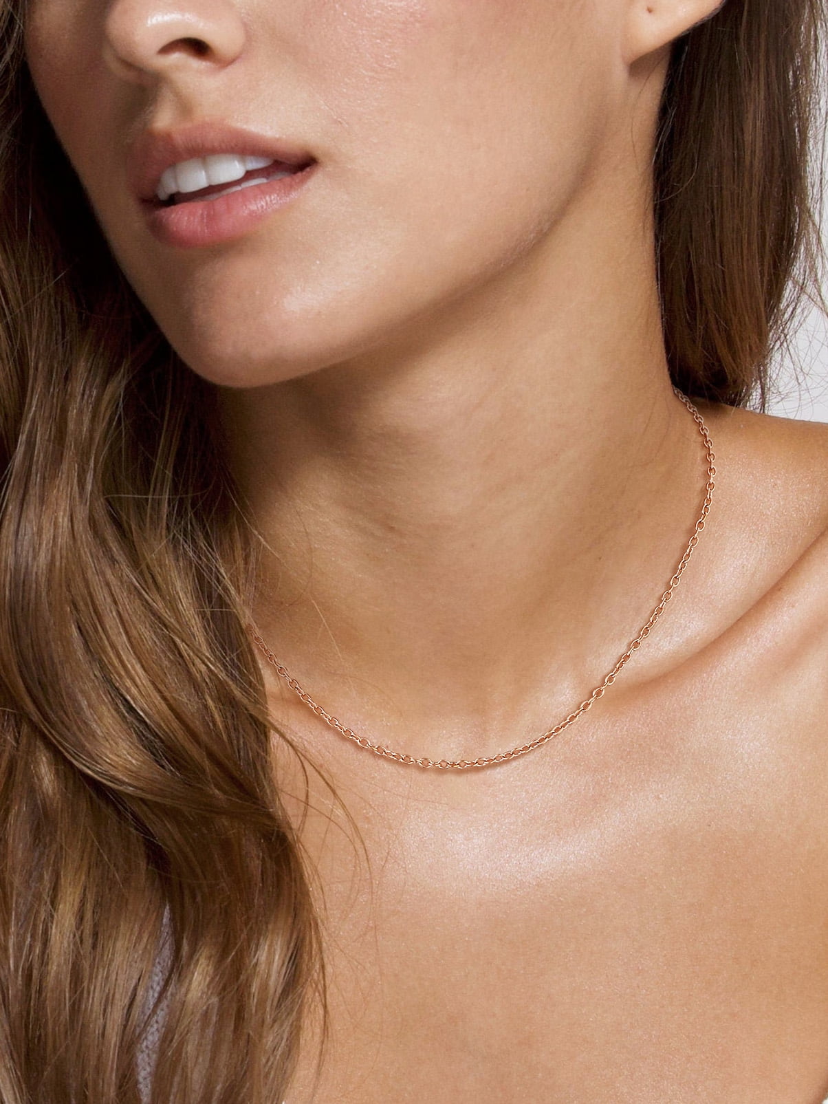 Silvora Rose Gold Plated Chain Necklace for Women Men, 2mm Stainless Steel Necklace for Pendant Gift Jewelry, 20 Inches