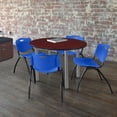 thumbnail image 2 of Kee 48" Round Breakroom Table- Mahogany/ Chrome & 4 'M' Stack Chairs- Blue, 2 of 6