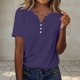 thumbnail image 2 of Sudadera con capucha para mujer,Blusa de manga corta con botones y estampado para mujer, estilo informal de lino, poliéster, cómoda para uso diario, sopatenor, 2 of 9