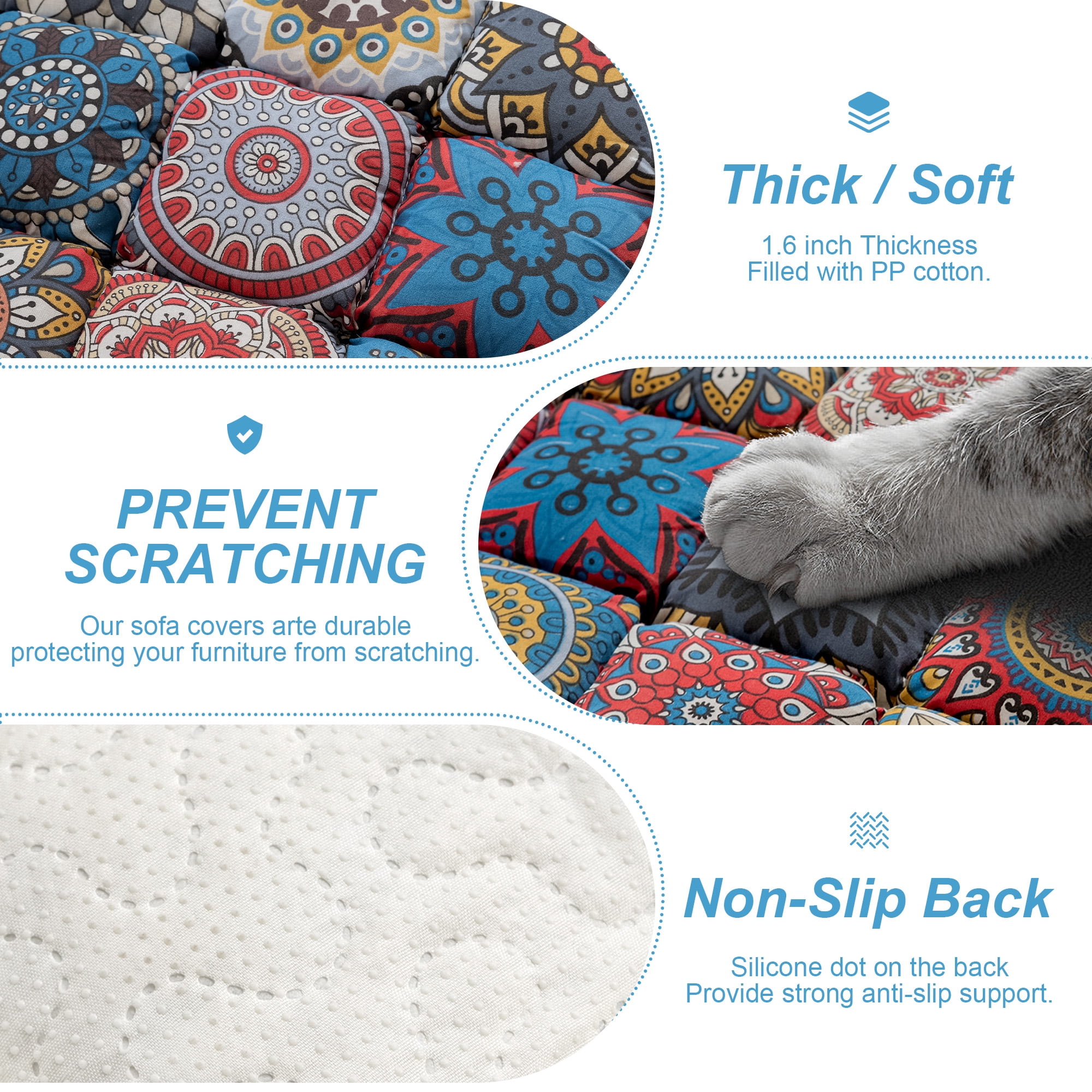 Sanmadrola Couch Cover Sofa Cover Slipcover Furniture Protector Washable Fuzzy Pet Couch Covers for Dog Cat Pet Non Slip 3 Cushion Couch Sofa Covers Bohemian Style