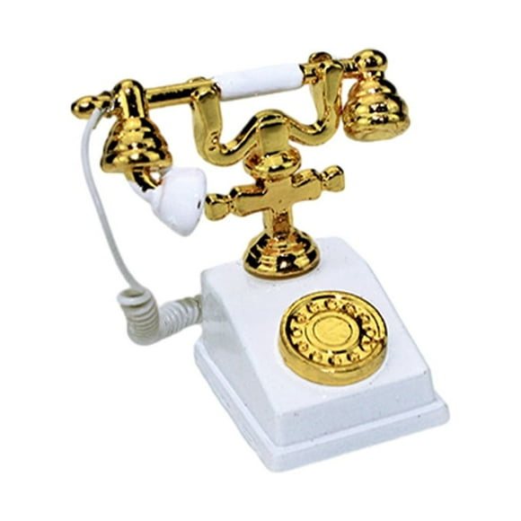 ZheElen Modèle de Téléphone Miniature en Alliage Style Vintage Cadeau pour Filles Antirouille Bord Arrondi Rétro Rotatif Téléphone C-Blanc