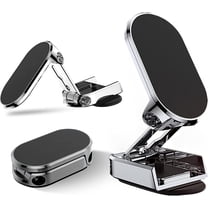 Magnetic Car Phone Holder, Alloy Foldable Magnetic Car Phone Mount, Multi-Functional 360° Rotation Phone Magnet for Car Dashboard Universal Phone Holder (Silver)