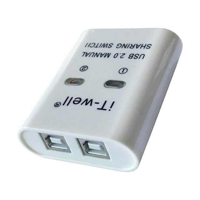 facefd Portable 2 in 1 Out Splitter USB Printer Sharing Device Hub Plug and Play