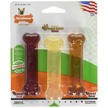 UPC: 0018214841074 | Nylabone Moderate Chew X-Small Bones for Dogs up to 15 Pounds Variety Pack