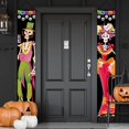 thumbnail image 3 of Letrero de porche de fiesta del Día de los muertos mexicano, cortina de puerta colgante de Halloween, cartel de porche colgante, letreros de bienvenida para el hogar, decoración de fiesta, 3 of 4