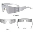 thumbnail image 3 of Futuristic Wrap Around Sunglasses Silver Trendy Rimless Glasses Cyberpunk Eyewear for Women Men Rave Party, 3 of 5