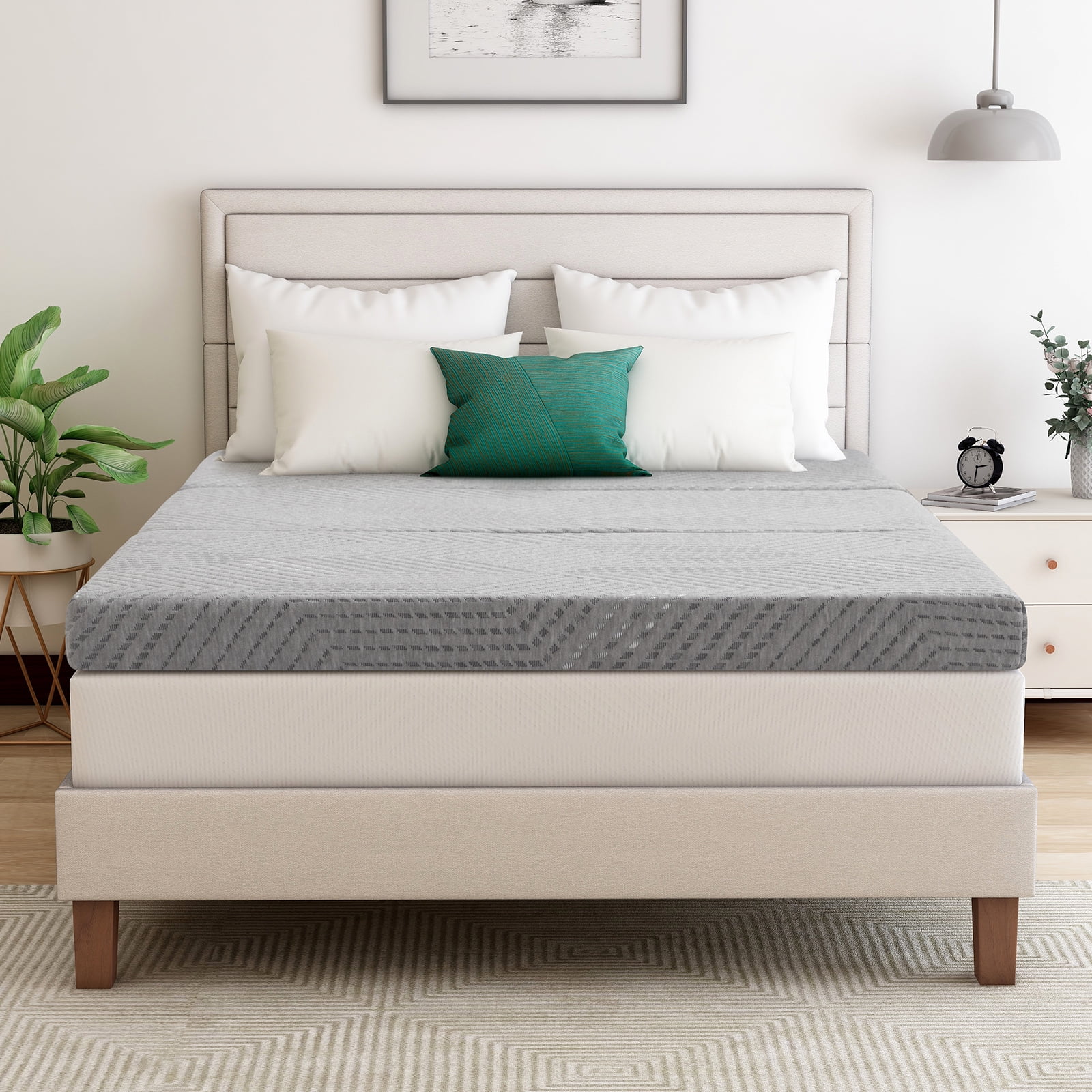 4 inch Tri Fold Mattress,Twin Trifold Mattress Topper for Floor RV,Camping,Guest,Toddler,Gray