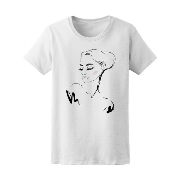 Fashion Lady Cute Sketch T-Shirt Women -Image by Shutterstock, Female x-Large