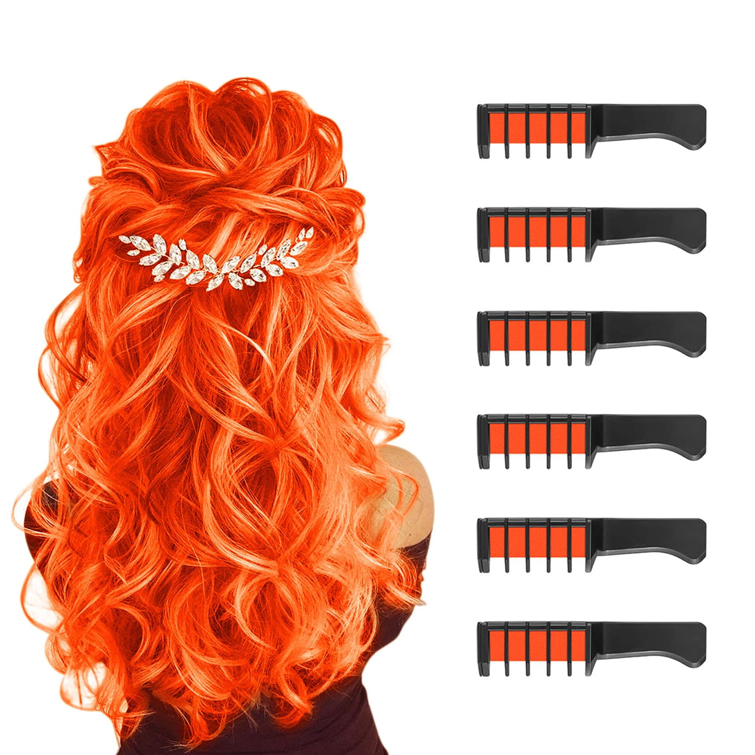Orange Hair Chalk for GirlsNew Hair Chalk Comb Temporary Washable Hair