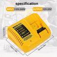 thumbnail image 5 of DCB118 Fast Charger is suitable for 18V/20V lithium-ion batteries - efficient and fast charging, compatible with 12Ah/9Ah/8Ah/6Ah/5Ah battery packs, versatile global voltage (110-240V), yellow, 5 of 7