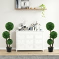thumbnail image 4 of Gymax 36'' Faux Potted Plant w/3 Topiary Balls Solid Wood Trunks Mimic Rattans & Moss, 4 of 9