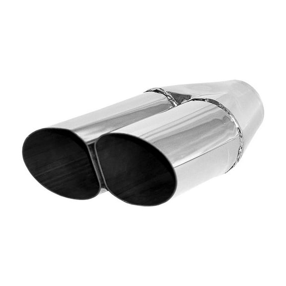 Polished Stainless Angle Slant Dual Exhaust Tip Right Side 2.5" In 3" Out 10" L
