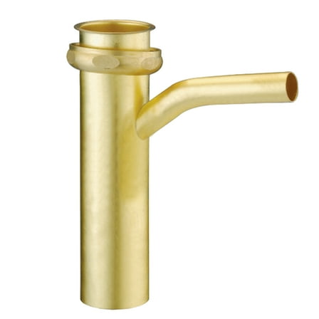 Dishwasher Tailpiece Branch 1-1/2" x 12" Brass 20-Gauge w/ 1/2" Drain Outlet