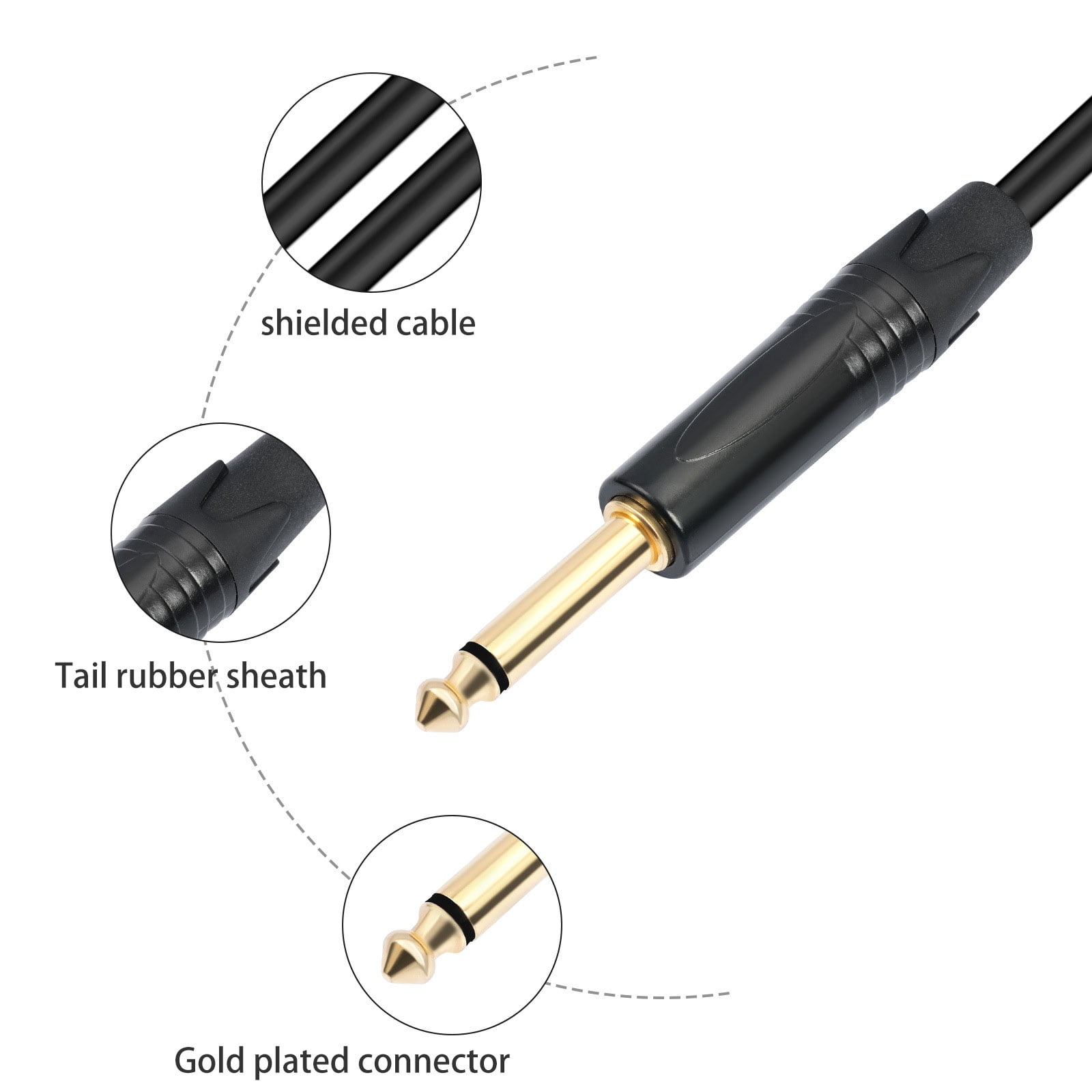 1/4" Male To Male Guitar Cable 1/4inch Guitar Instrument Cable For Electric Guitars And PA Systems Signals Transmission