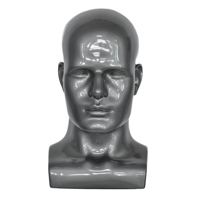 Sonducket Cabeza de maniquí masculino de PVC, cabeza de exhibición de maniquí, soporte de cabeza de peluca, blanco Ropa, zapatos y accesorios Miscelánea Gris