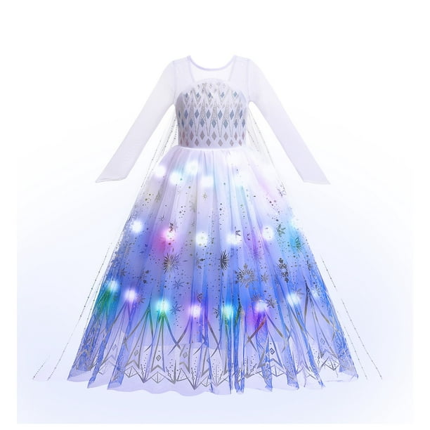 Robe princesse cosplay avec lumière LED pour filles, vêtements de