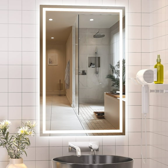 Hasipu 36"x24" LED Bathroom Mirror with Lights Anti-Fog, Dimmable, 3 Color Modes, Frontlit Vanity Mirror with Memory, Horizontal or Vertical Mount