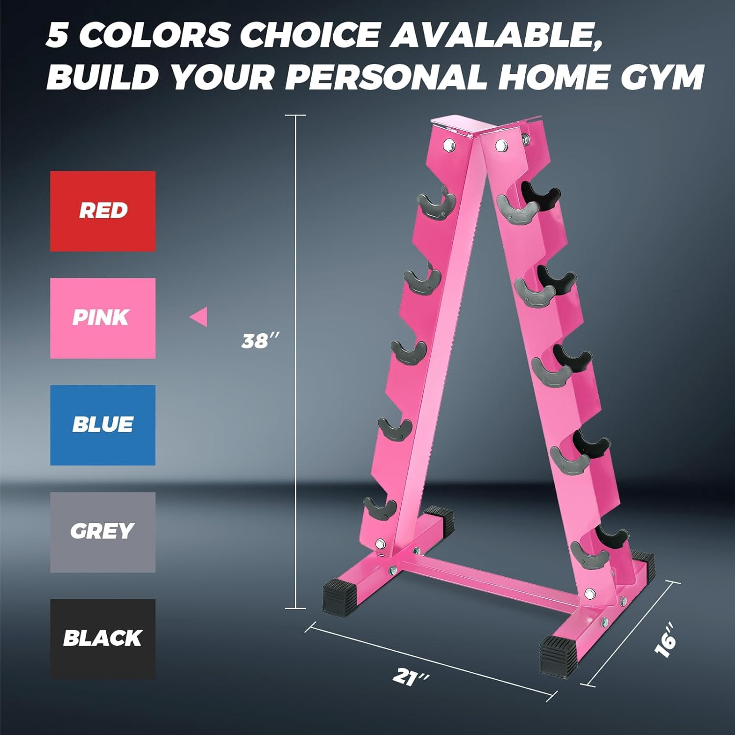 RitFit 250LB Rubber Hex Dumbbell Sets with Weights Rack, Multiple Color Choices Available, Great Gym Equipment for Home, Strength Training, Workouts (250LB, Pink)