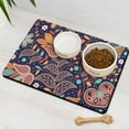 thumbnail image 2 of Boho Floral Dog Feeding Mat - Chic Paisley Artwork, Non-Slip Absorbent Placemat, 2 of 4