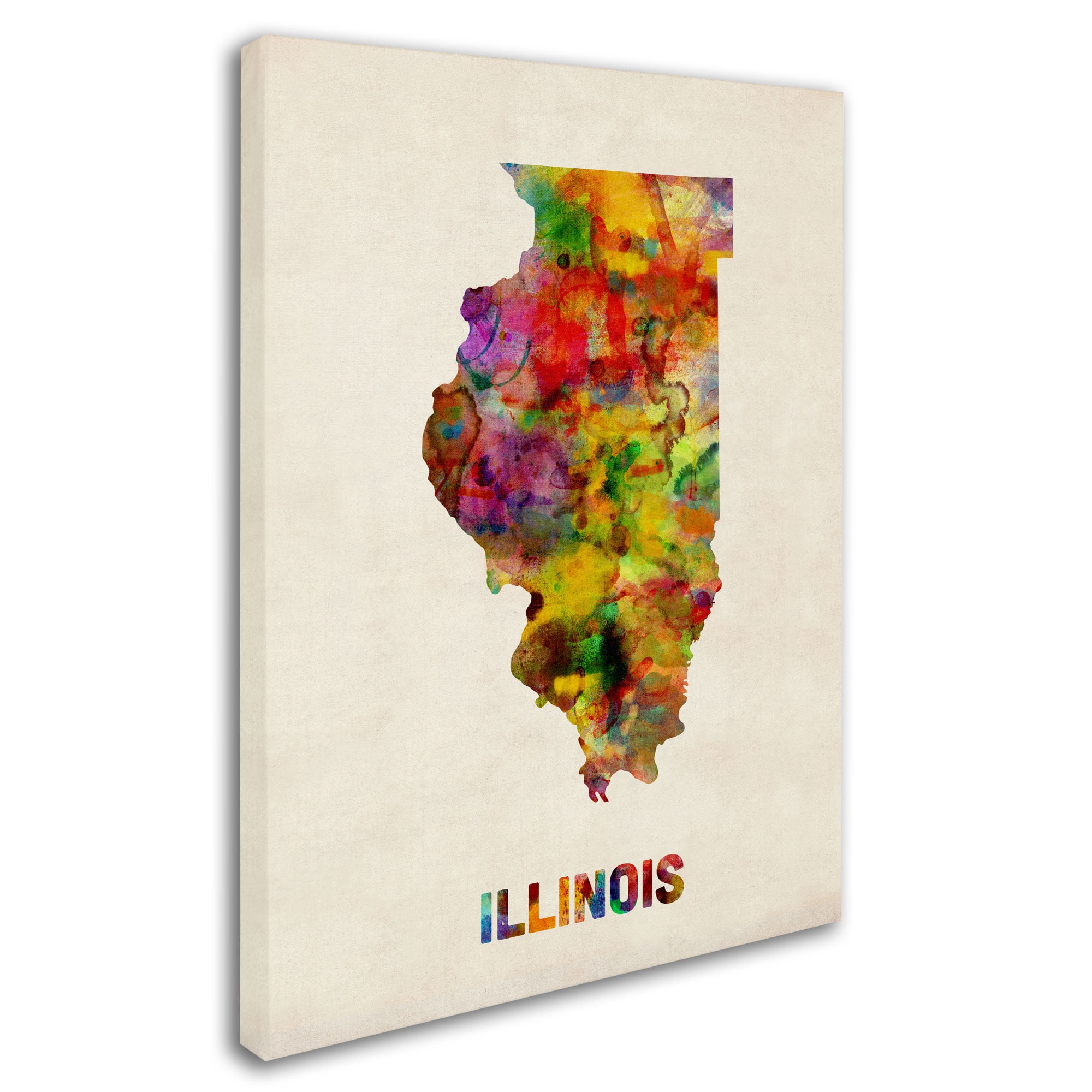 Trademark Fine Art "Illinois Map" Canvas Wall Art by Michael Tompsett