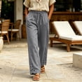 thumbnail image 5 of Womens Pants with Pockets 100% Cotton High Waist Loose Casual Pants, 5 of 6