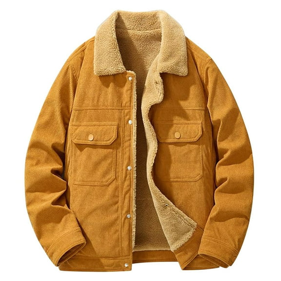 Men's Winter Corduroy Jacket Warm Stylish Outdoor Coat Lightweight Comfortable Casual Coat Windproof Soft Fabric