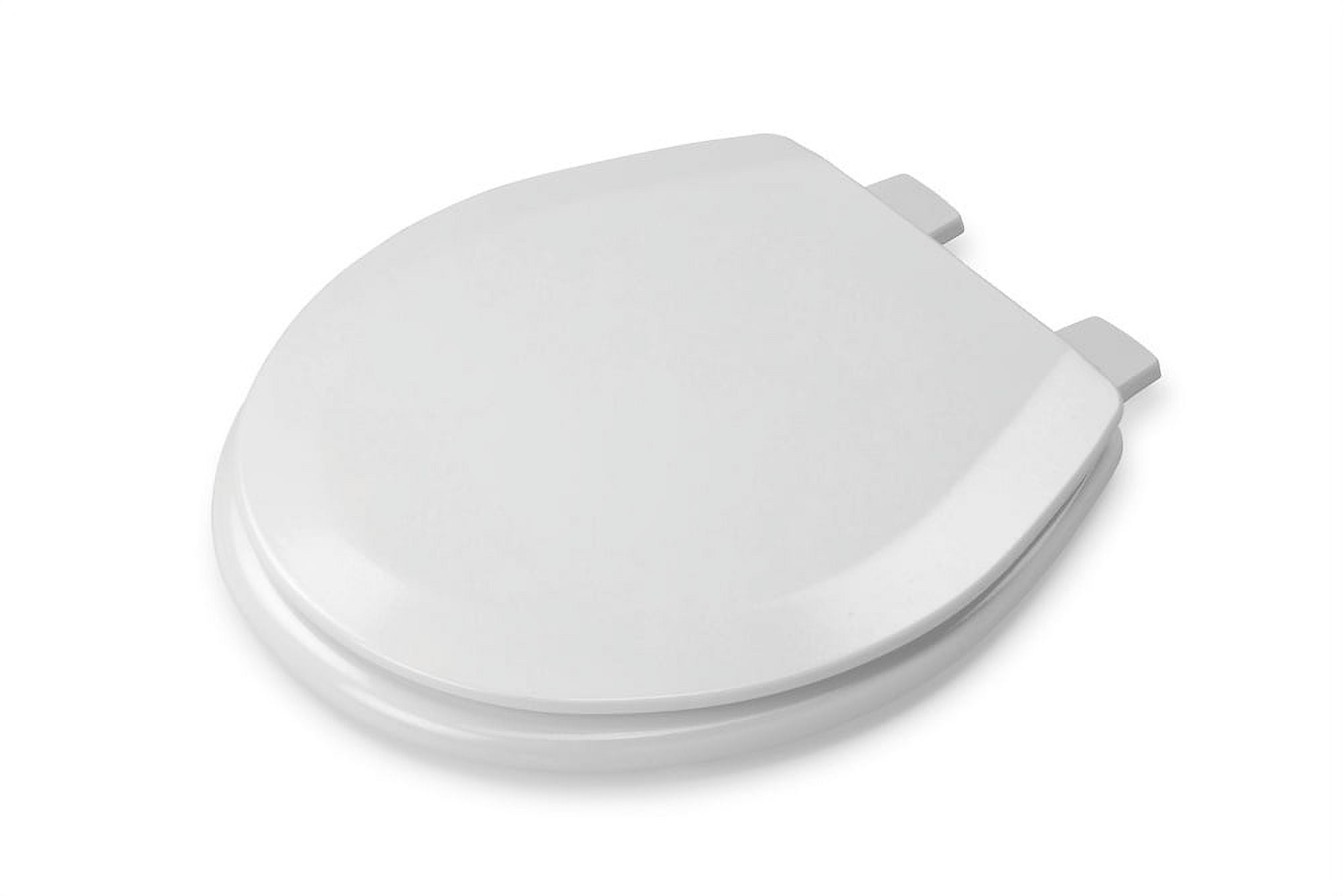 Croydex Bidwell 17" Round Stick -Tight™ Wood Toilet Seat in White